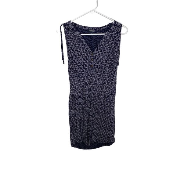 Lucky Brand Diamond Pattern Tunic Mini Dress Blue Cotton Boho Size XS - Picture 7 of 7